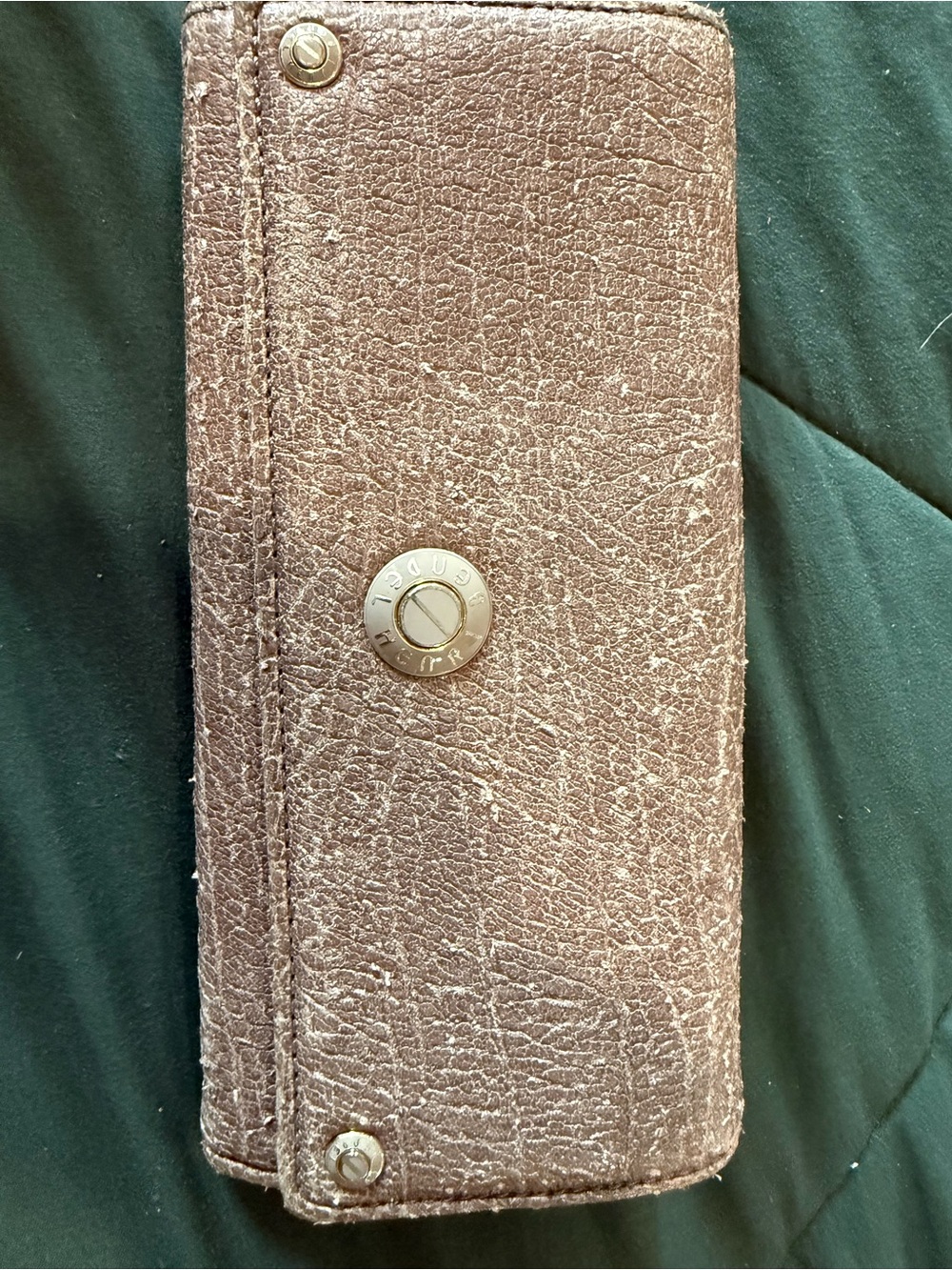 henri bendel brown textured leather wallet with gold hardware